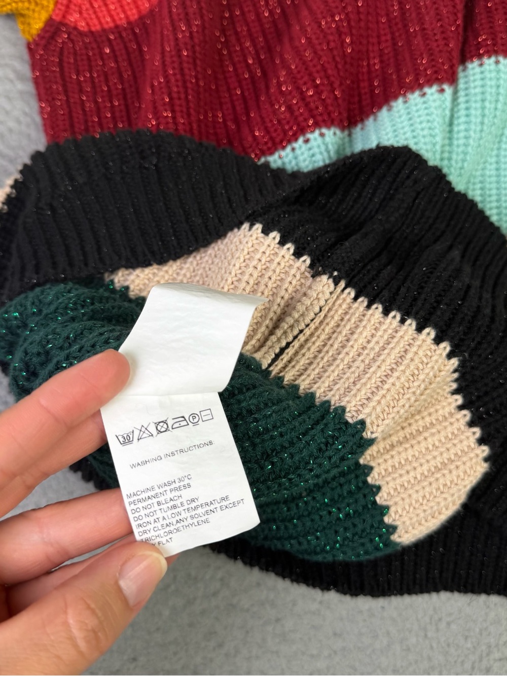 Farm Rio Boldly Striped Sweater Dress Womens XS Multi Turtleneck Metallic Knit - Picture 10 of 10